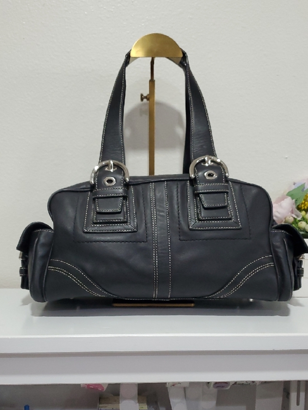 😍RARE VINTAGE Coach Mia Soho Y2K Black Leather Shoulder/Handbag 🖤 - Picture 4 of 16